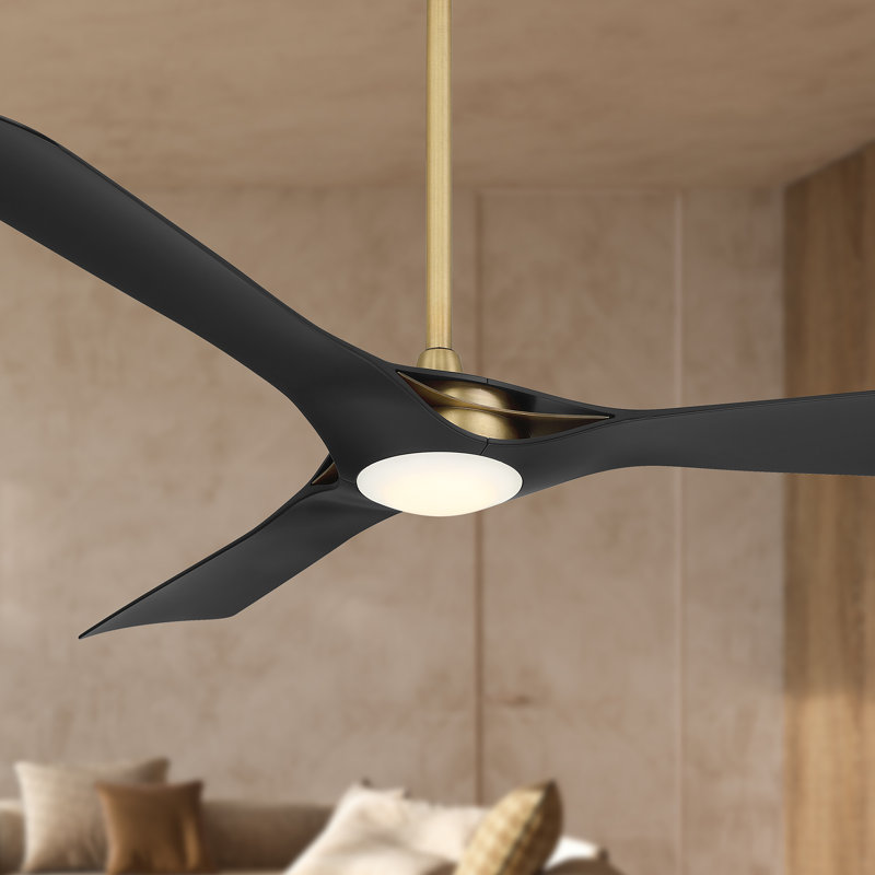 Bridge 60" Led Smart Ceiling Fan, Brass, Black