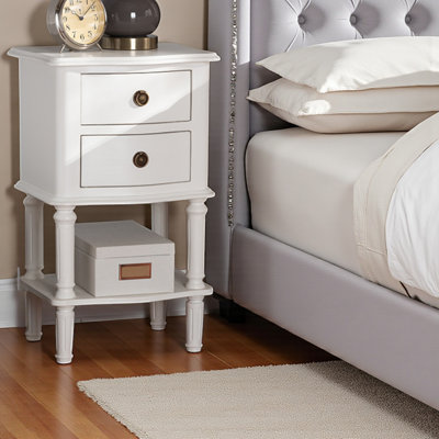 Fenestra 2-Drawer & 1-Shelf Country Cottage Farmhouse Nightstand, 25.41" H X 15.62" W X 11.51" D