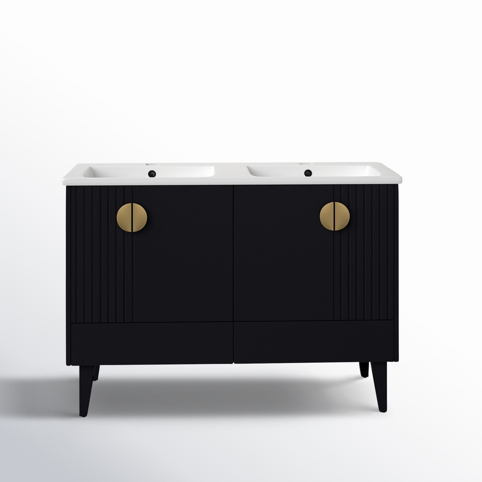 Saimah 47.25'' Double Bathroom Vanity, Satin Brass, Black