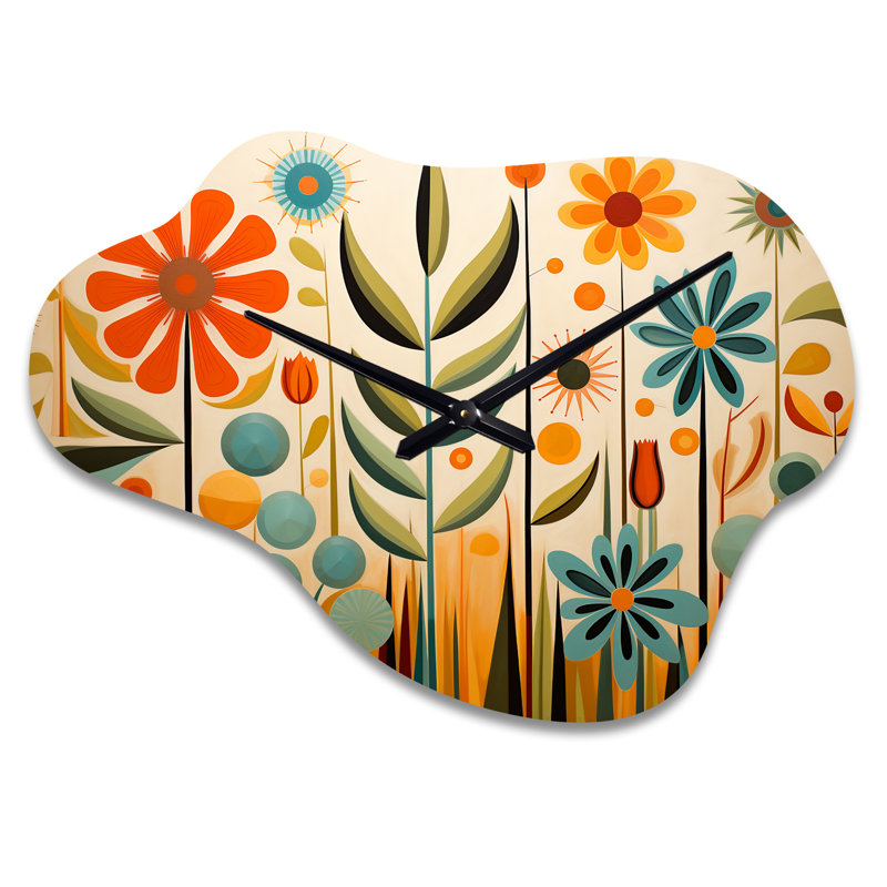 Horloge murale rouge Mid Mid Century, Petit