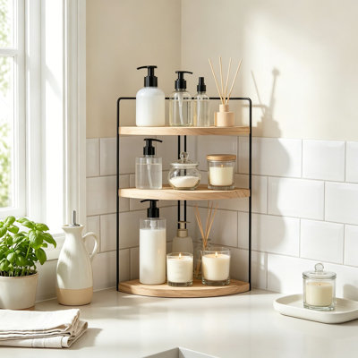 3-Tier Corner Shelf Organizer With Easy Assembly, Space-Saving Design For Bathroom Countertop, Kitchen, Vanity, Office, And Dresser