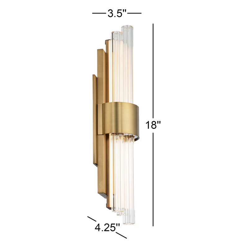 Luzerne 2 - Light Dimmable LED Aged Brass Vanity Light, Aged Brass, 18" Height
