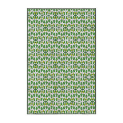Tapis vert/blanc tissé à la machine