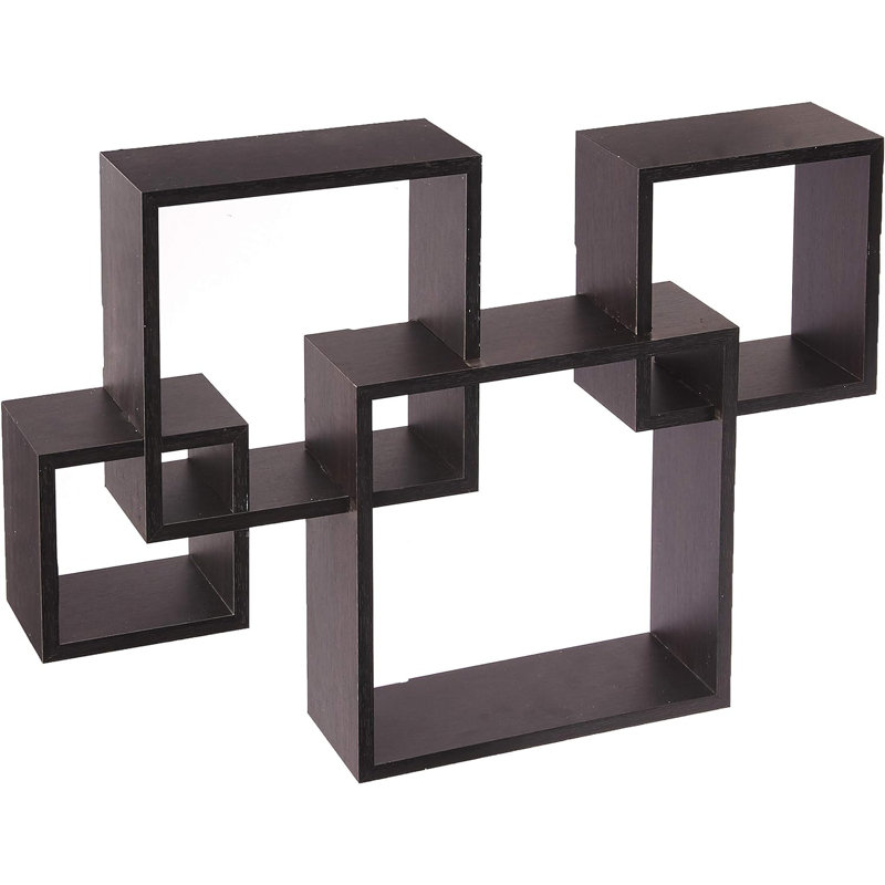4 tablettes murales flottantes entrecroisées, solution de rangement décorative facile à assembler pour le salon, la chambre à coucher, le bureau et le stratifié en bois aggloméré durable