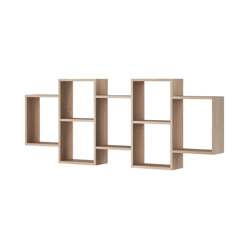 Wallaston 7 Piece Cube Shelf with Hooks, Brown