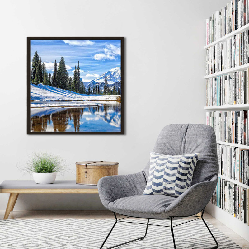 Mont Rainier Vista I par Michael Broom - photographie, Cadre flottant espresso, H 27,5 po x l 27,5 po x P 2 po