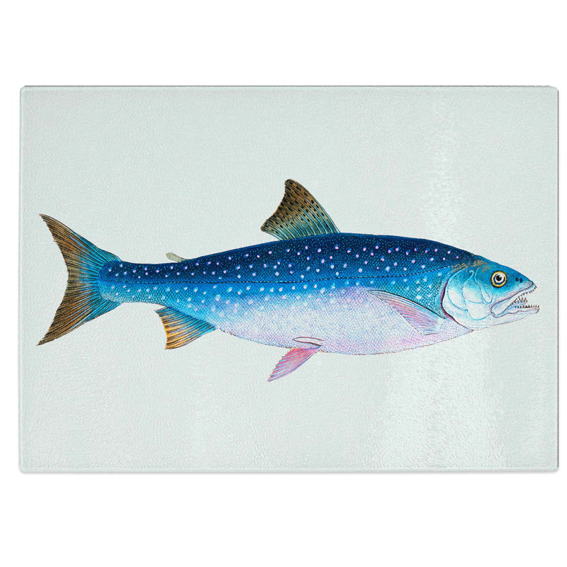 Tempered Glass Alpine Charr Fish Chopping Board, 28.5 cm W x 20 cm L