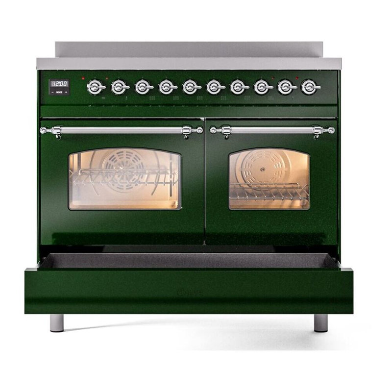 ILVE Nostalgie II 40 in Induction Range, Emerald Green/Chrome