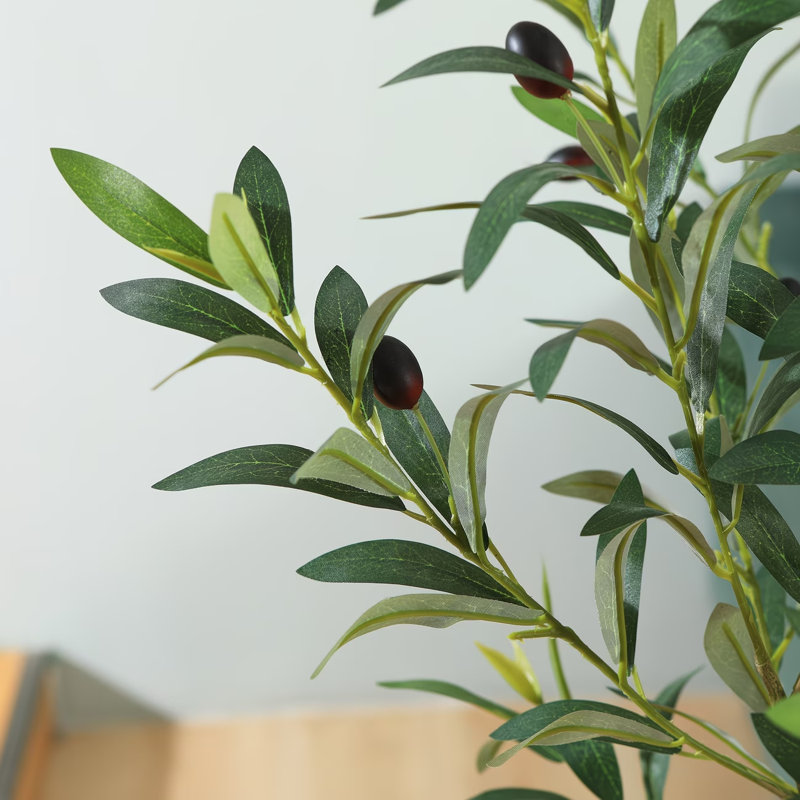 Olive artificielle avec pot à fleurs blanc, 5 pi