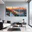 Hiver, forêt, montagnes enneigées, coucher de soleil, forêt, paysage d'hiver, ensemble de 3 impressions sur toile-1441579323
