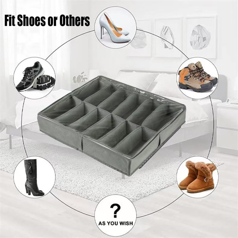 12 Pair Shoe Storage Box, Clear