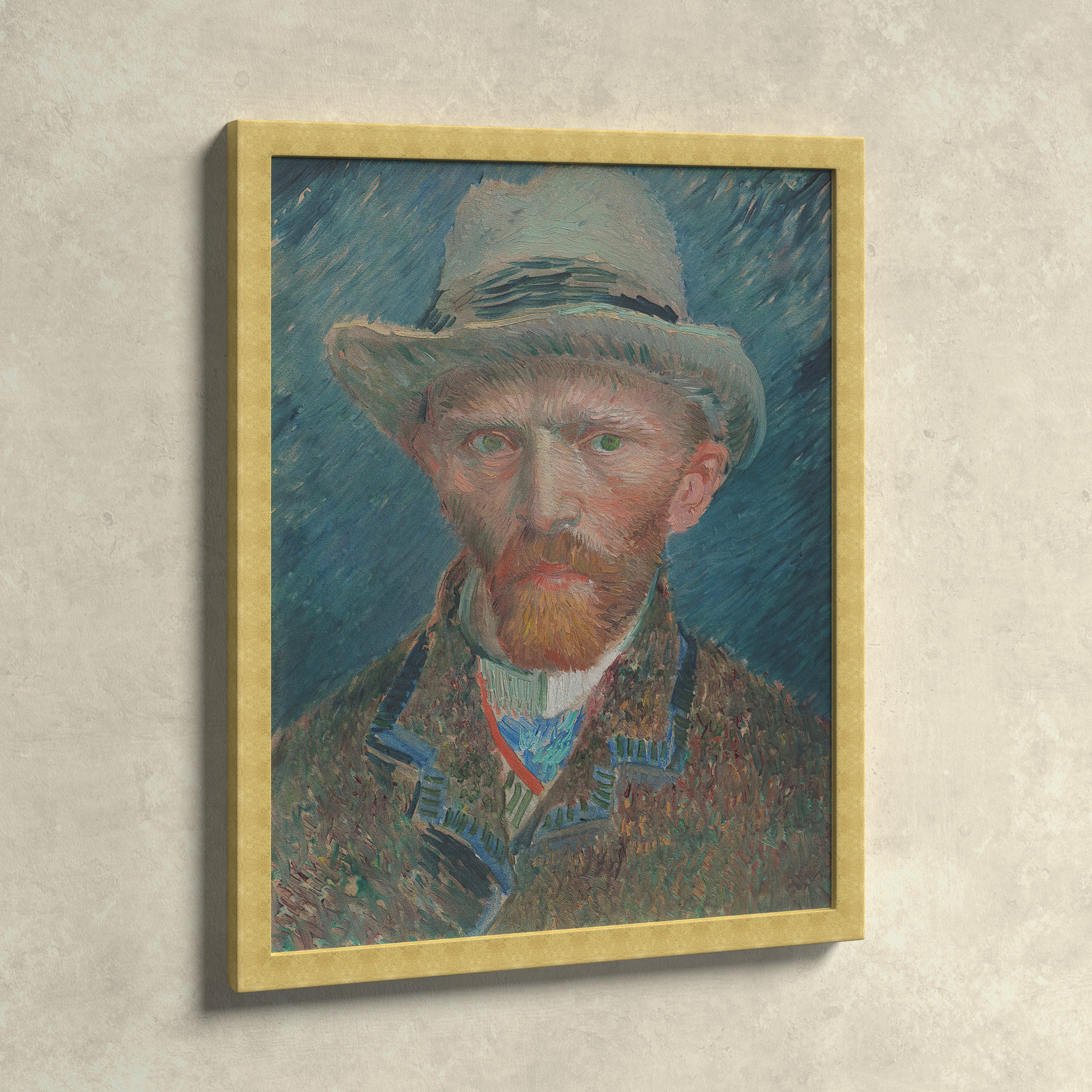 Van Gogh 1887 Self Portrait, Gold, 30" H x 24" W x 1.5" D