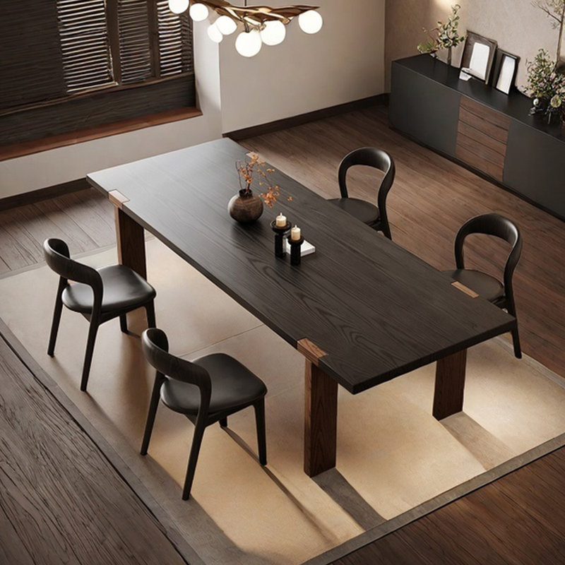 Table de salle à manger en bois de frêne, H 29,53 po x L 86,61 po x l 35,43 po