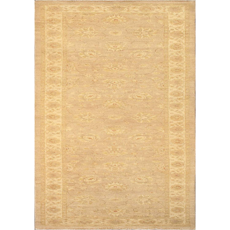 Melody Hand Knotted Wool Floral Area Rug in Beige/Cream