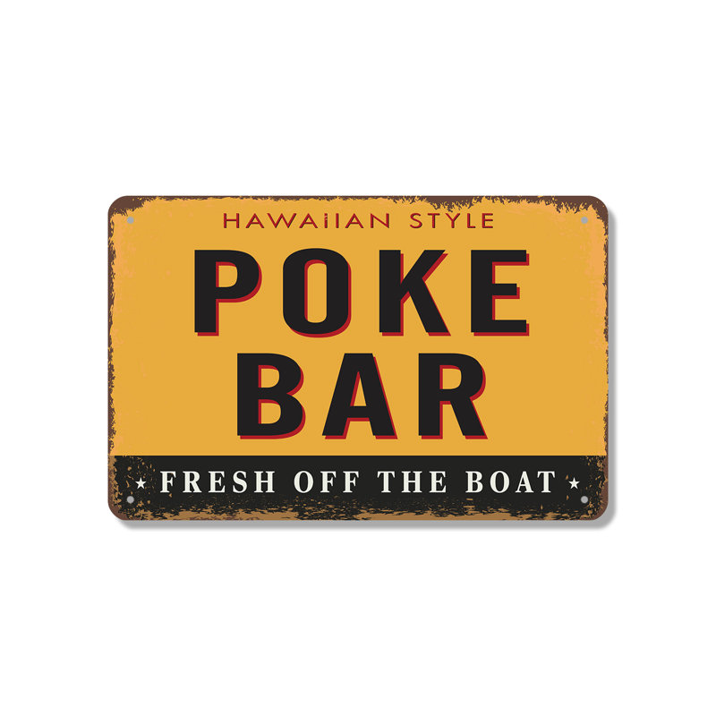 Enseigne fantaisie en aluminium 7 "x 10" Poke Bar Street, H 7 po x l 10 po x P 0,1 po, Vert