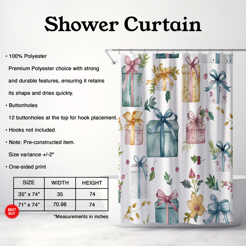 Rideau de douche Watercolor Heart - Premium, H 74 po x l 71 po