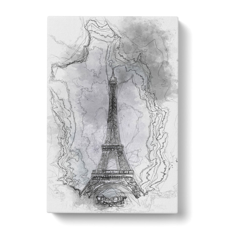 A Moody Eiffel Tower in Paris France - Wrapped Canvas Drawing - Wrapped Canvas, 60cm H x 40cm W x 3cm D