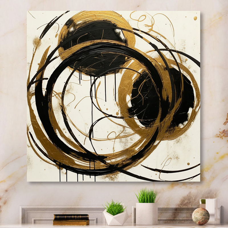 Art noir et or noir du Chaos II - Peinture abstraite, art mural, H 36 po x l 36 po x P 1,5 po, Toile tendue