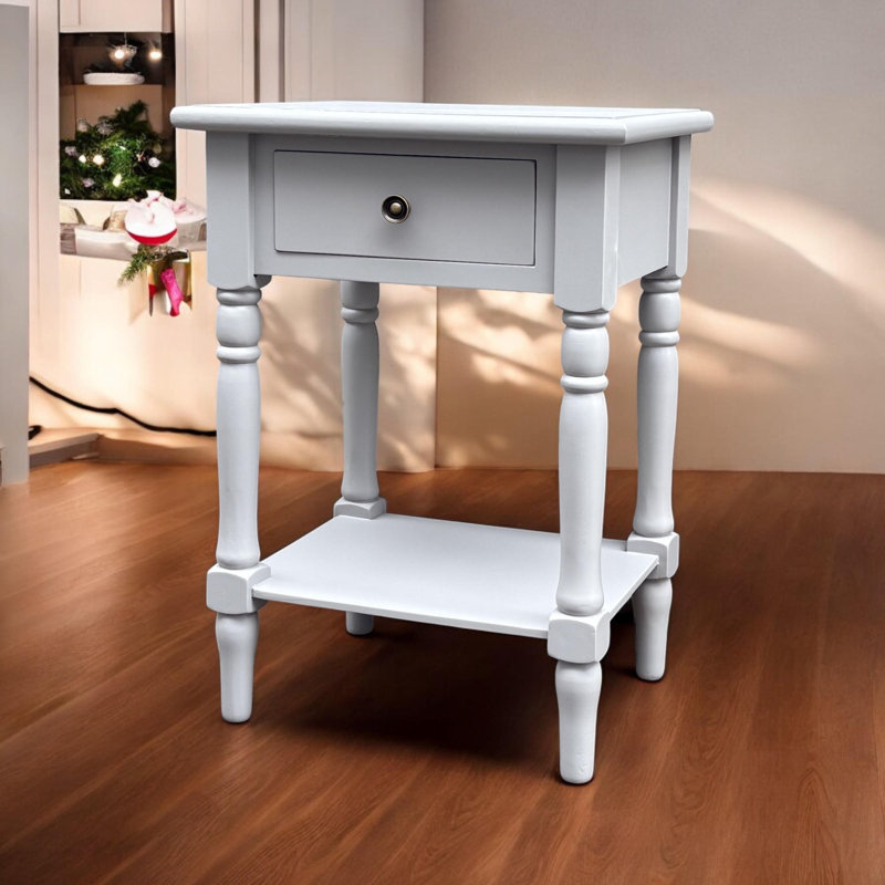 Coulmann 45cm Nightstand Bedside Table – Elegant Painted Finish with Drawer Storage for Bedroom Furniture, Grey