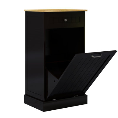 Tilt-Out Black Kitchen Trash Cabinet, Medium Density Won't Deform, Hides And Keeps Neat E1 Painted, Can Store Pet Food, Assembly Manual Included