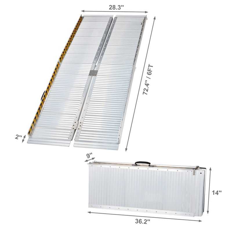 Winado Aluminum Foldable Portable Ramp, 1.96" H x 28" W x 72" L