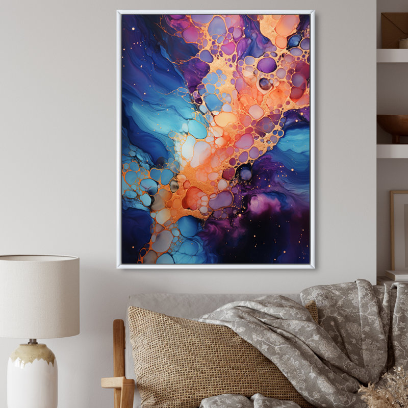 Floretha Astrology Nebula Dance Fluid I Framed On Canvas Print, 44" H x 34" W x 1.5" D, White Floater Framed