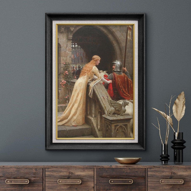 «Famous Artwork God Speed» par Edmund Leighton Nature Wilderness, reproduction d'art sur papier, Cadre noir, Pas de tapis