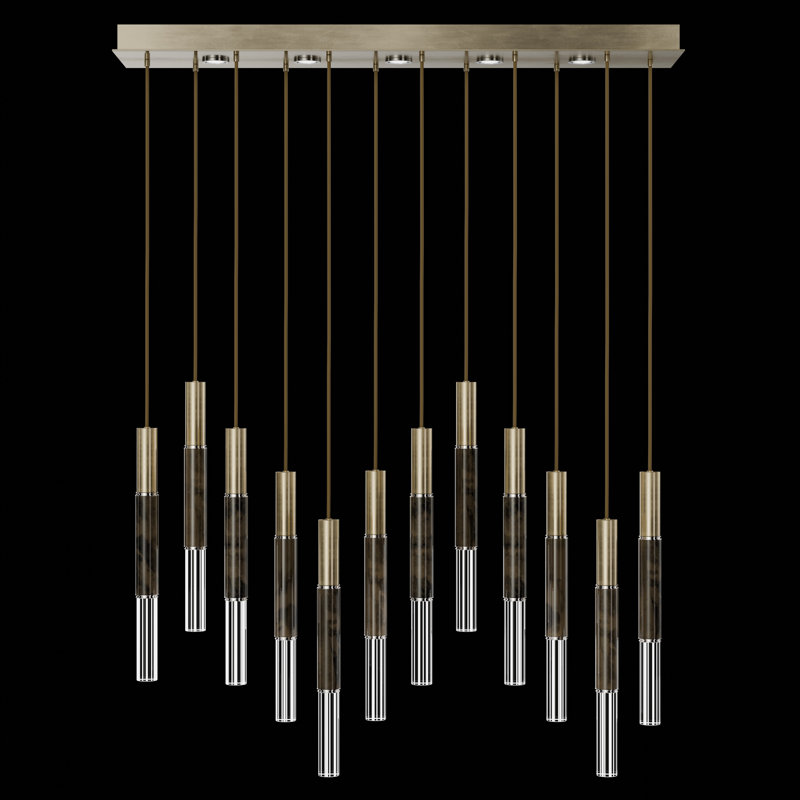 Luminaire suspendu l 61 po Antonia, Feuille d'or douce standard / nickel