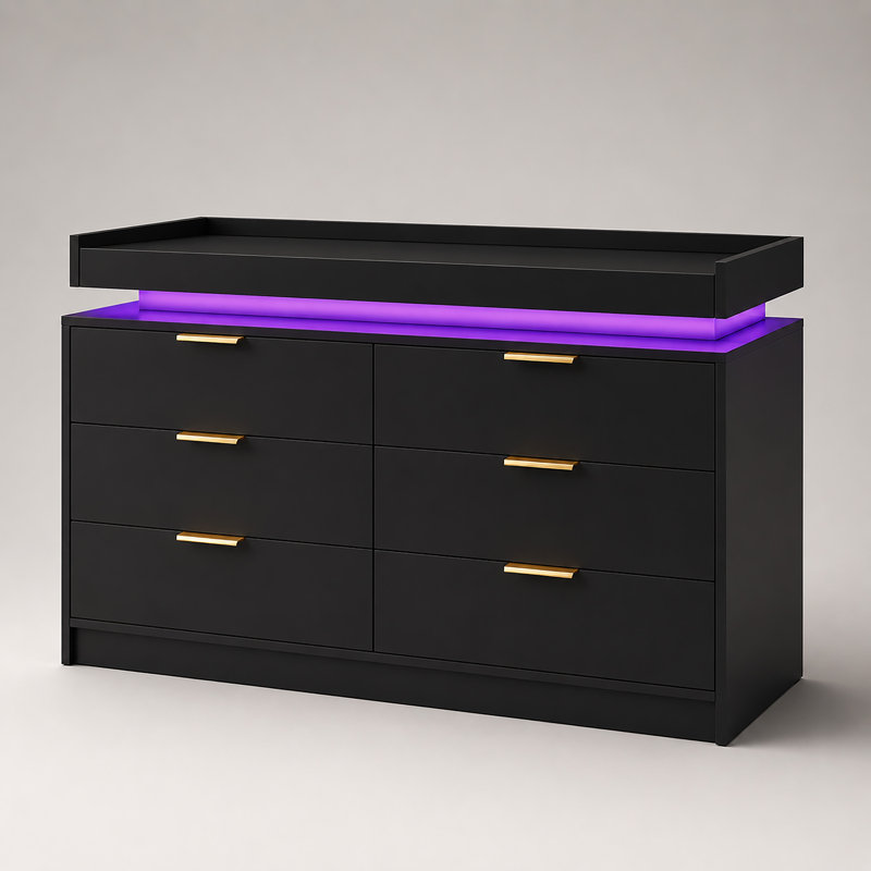 Tamla 116cm W 6 - Drawer Chest of Drawers, Black