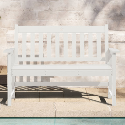 Outdoor Bench, 2-Person Garden Bench, HDPE Patio Bench Weatherproof, Durable Porch Bench for Patio, Backyard, Porch, and Park
