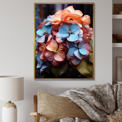 «Hydrangea Blooms Blend with Rainbow I», reproduction sur toile