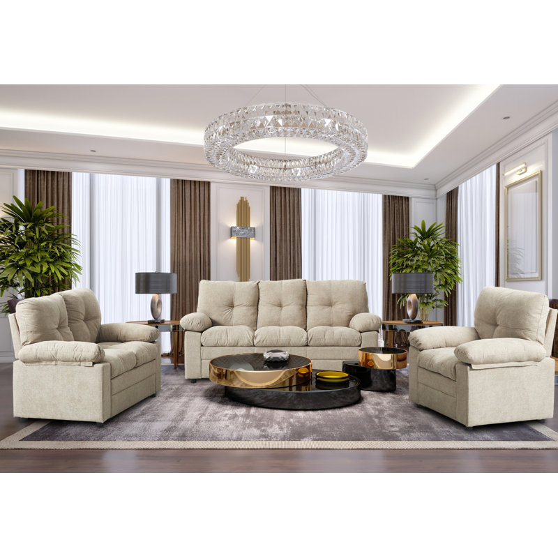 3 - Piece Living Room Set, Light Camel