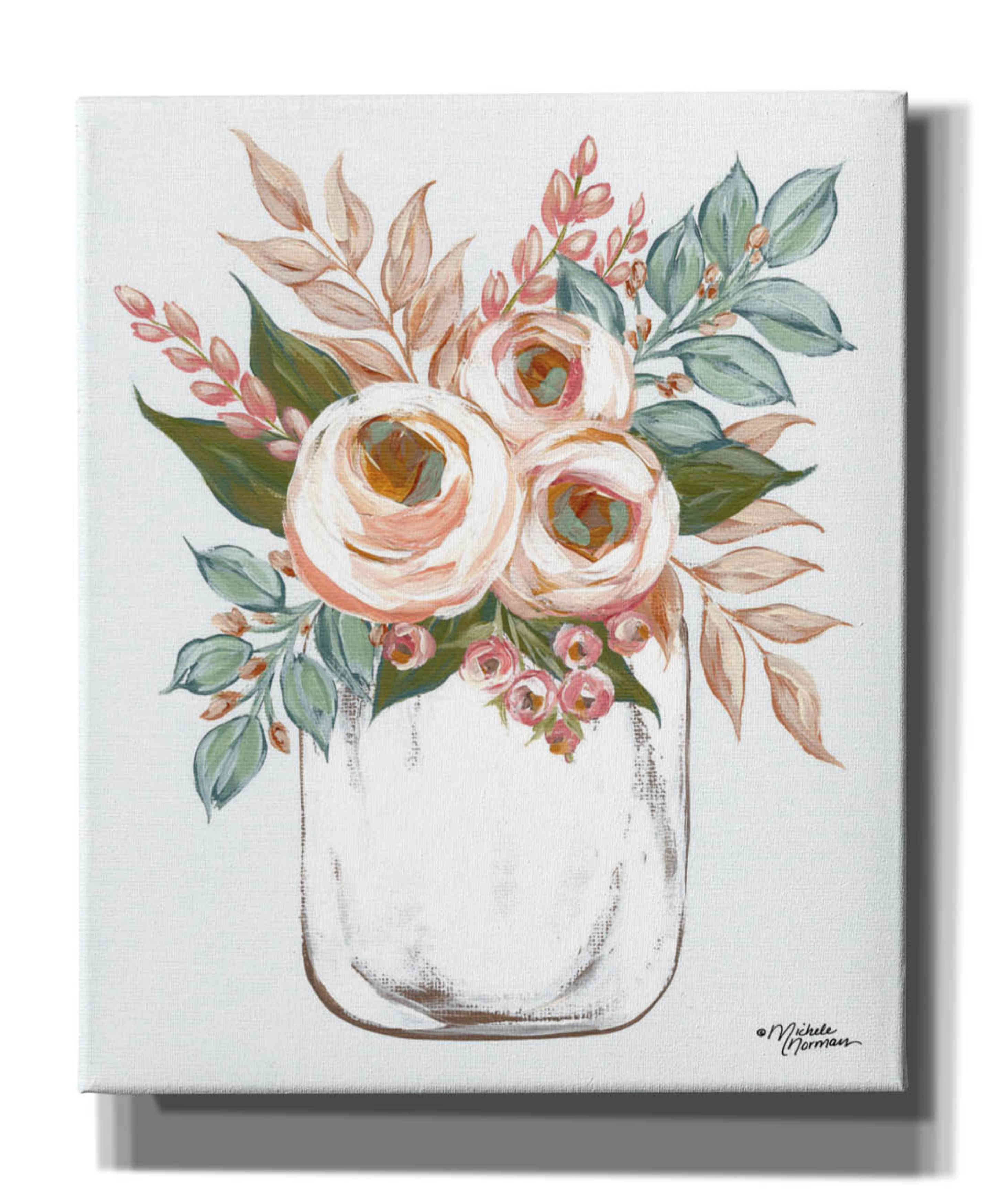 House of Hampton Floral Jar On Canvas by Michele Norman