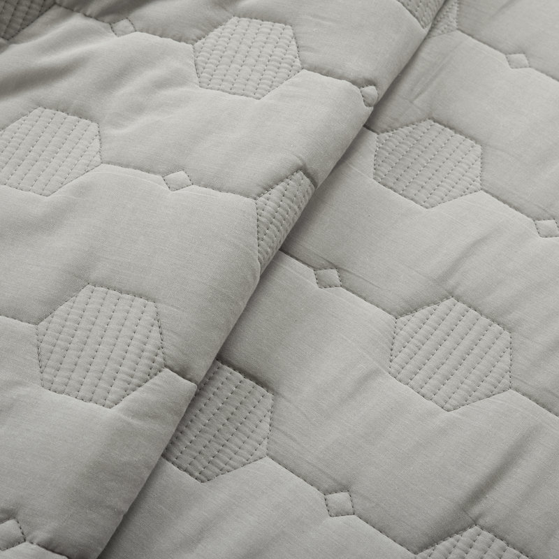 Standard Cotton 3 Piece Quilt Set, King Quilt + 2 King Shams, Gray