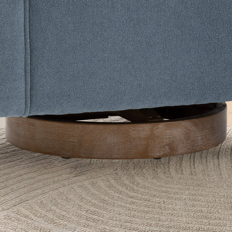 Fauteuil demi-tonneau moderne pivotant avec dossier ouvert, Mélange de lin bleu pâle
