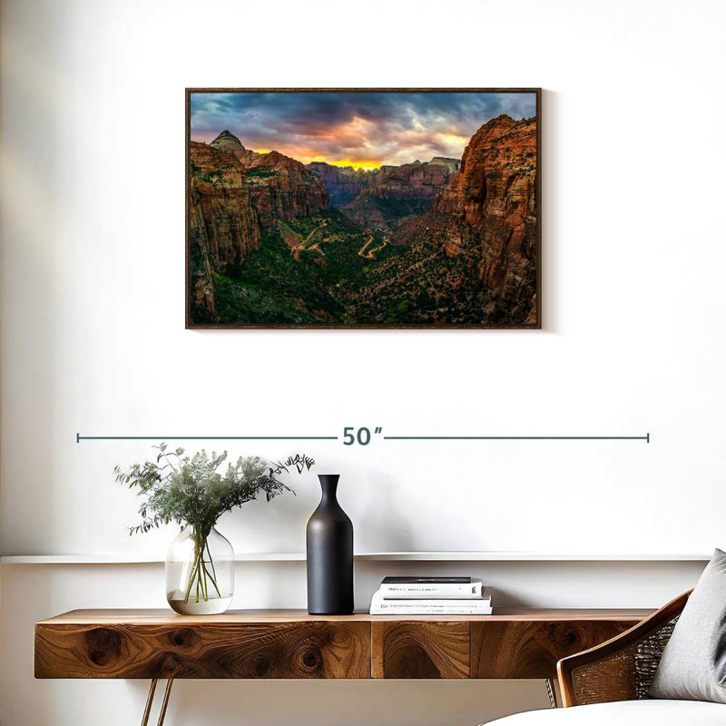 Parc national de Zion au coucher du soleil, Cadre flottant noyer, 31 po x 21 po