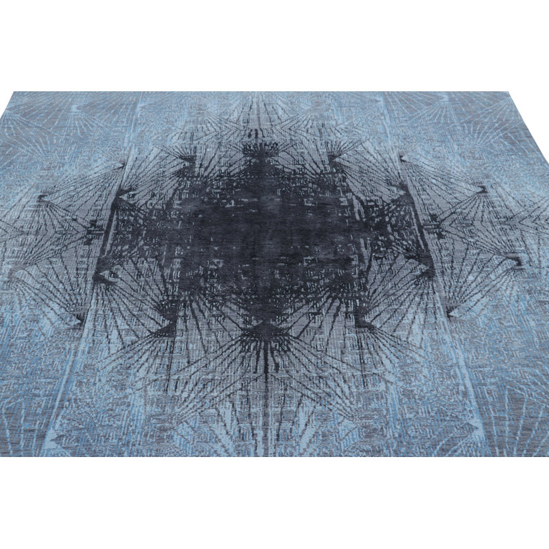 Rug & Kilim’S Contemporary Geometric Rug In Blue And Gray