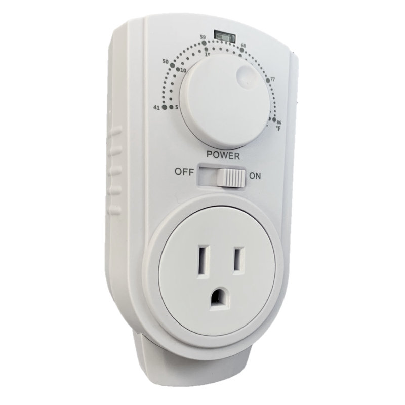 White Programmable Plug-in Thermostat for Heaters and AC