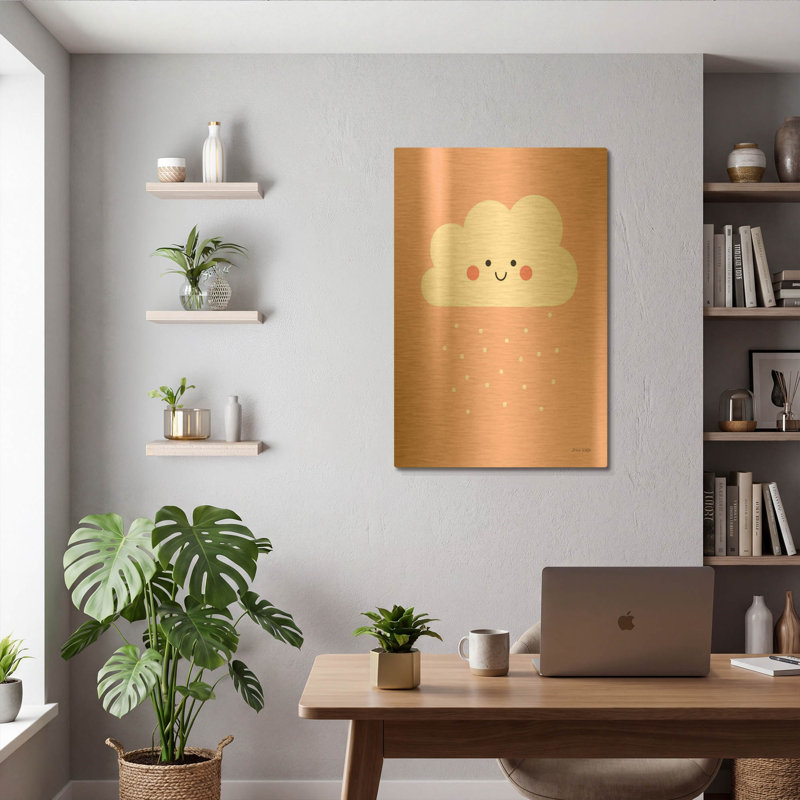 «Happy Cloud I» par Ann Kelle, art mural en métal doré, 24 po x 36 po, 24 po x 36 po