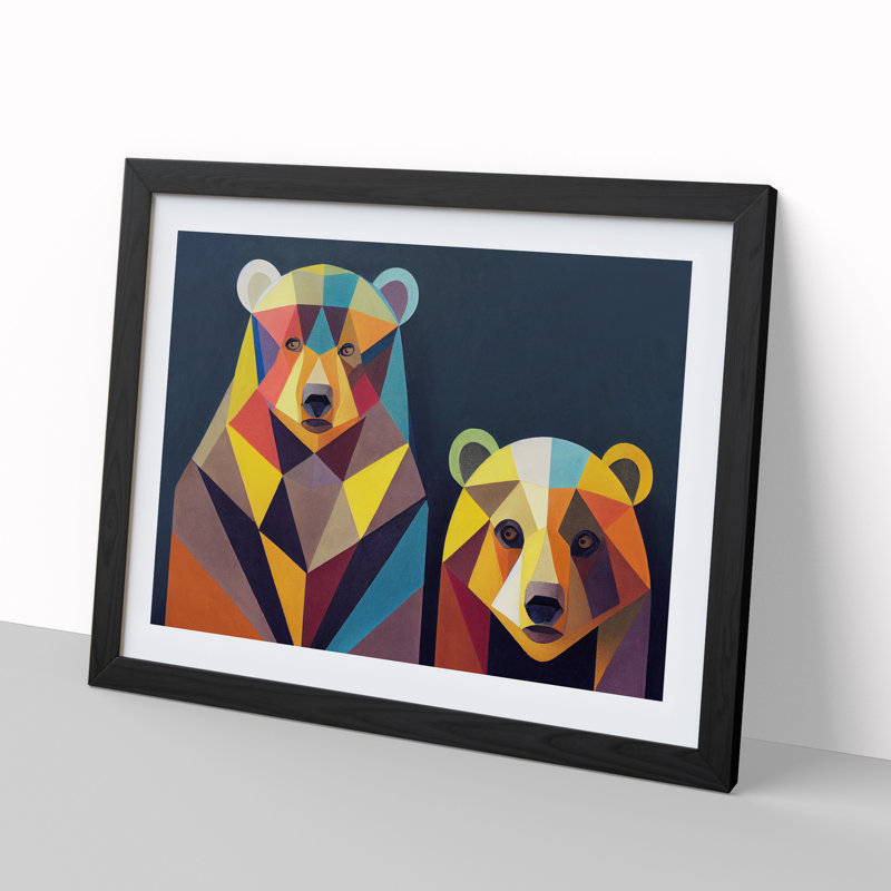Abstract Bears - Single Picture Frame Print, 25cm H x 34cm W x 2cm D, Black