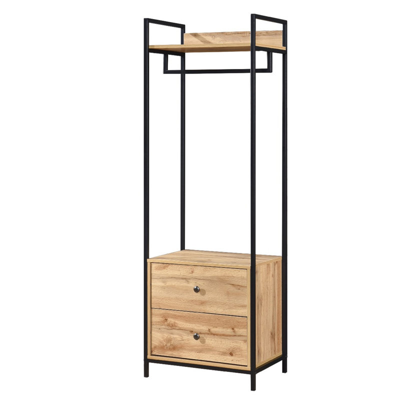 Alva Open Wardrobe with 2 Drawers, Oak
