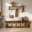 Banc de rangement en bois rustique 63 po avec 4 paniers 63 po