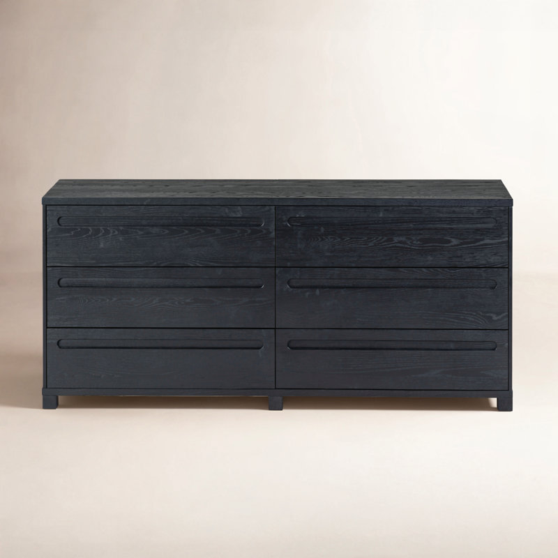 Tobiette 6 Drawer Wood Dresser, Black