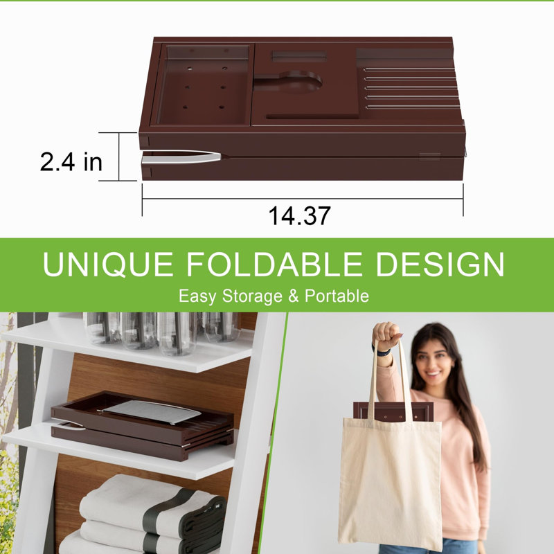 Plateaux de bain pliables avec patins antidérapants, Brun