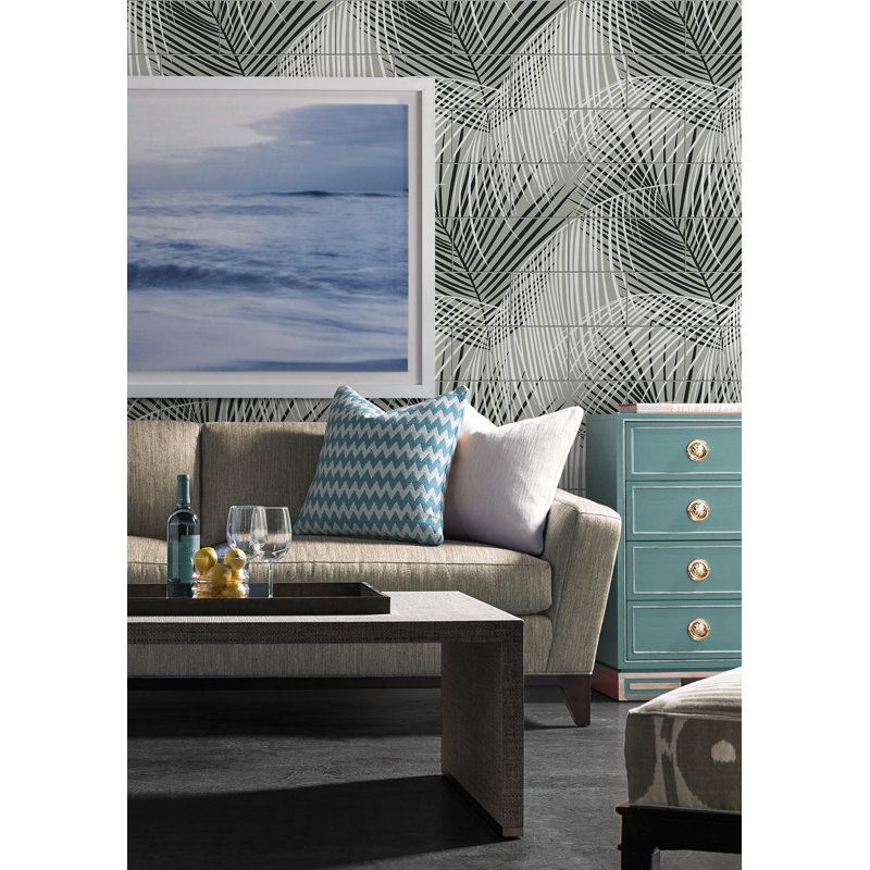 18' L x 27" W  Peel and Stick Wallpaper Roll, Ebony/Fieldstone