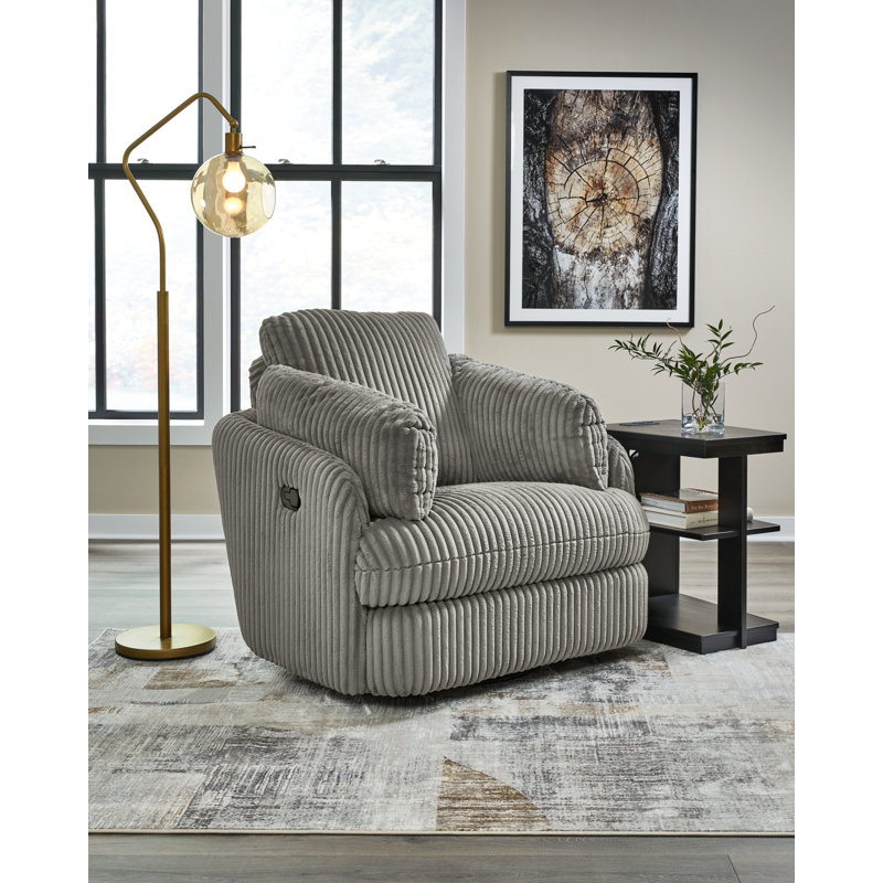 Fog Gray Velvet Swivel Glider Recliner with Hidden Storage