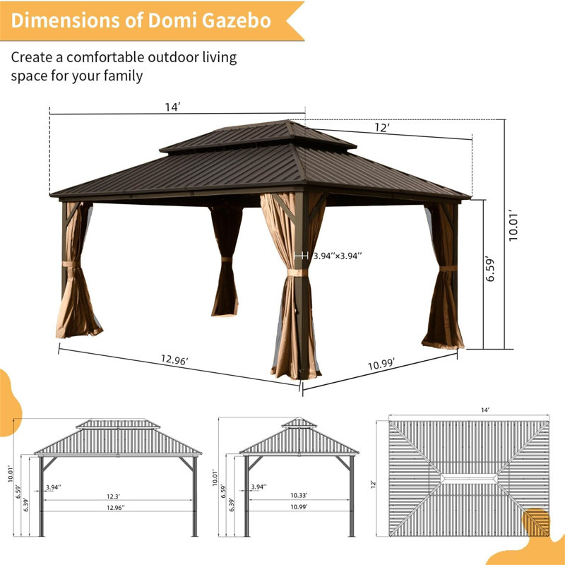 Durable Aluminum Gazebo – Built to Last, Brown