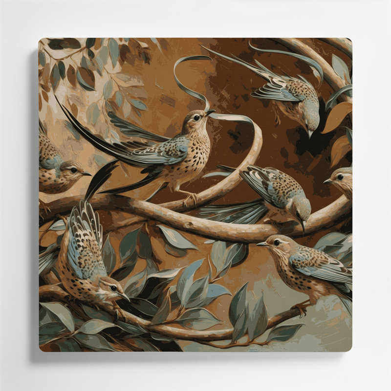 Art mural en métal oiseaux, H 144 po x l 144 po x P 0,05 po