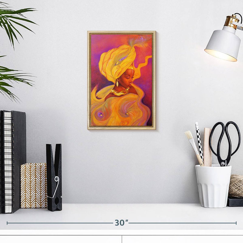 Déesse Oshun, Cadre flottant en bois naturel, 9 po x 13 po