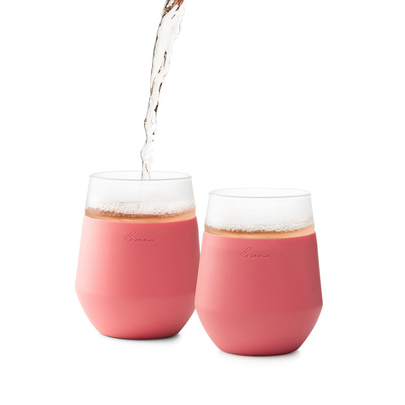 Rabbit Freezable 12 oz. Wine Glasses, Rose